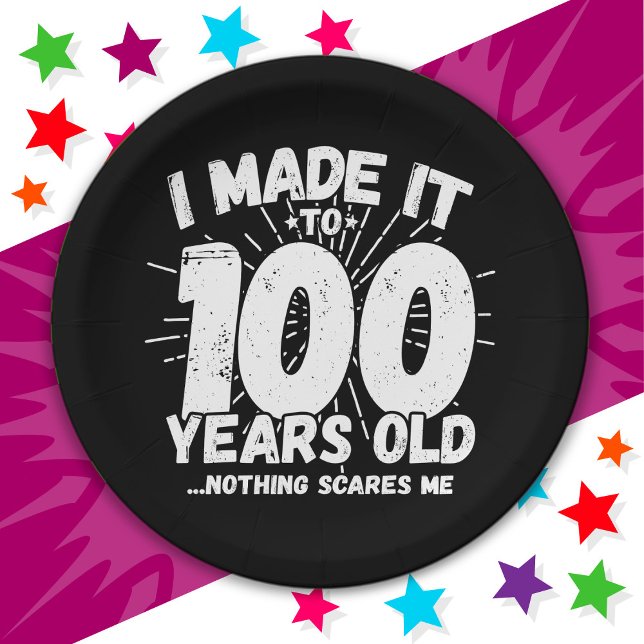 100 Year Old Sarcastic Meme Funny 100th Birthday Paper Plate (Creator Uploaded)