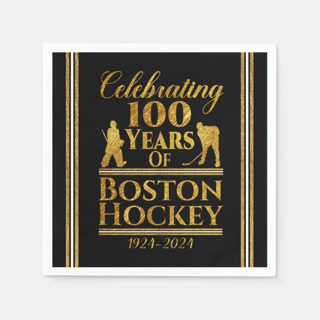100 Years Of Boston Hockey Napkin (Front)