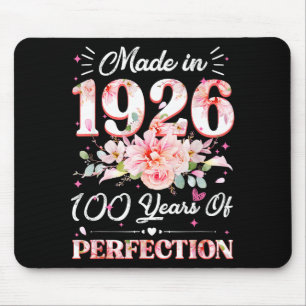 100 Years Old Made In 1926 Floral 100th Birthday W Mouse Pad
