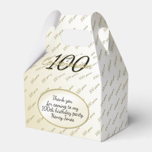 100 Yrs Centenarian Birthday Black/Gold Text Favor Box