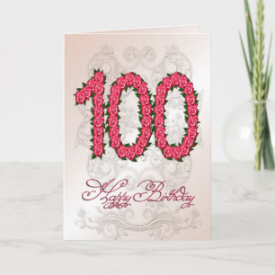 100e anniversaire carte avec rose et feuille