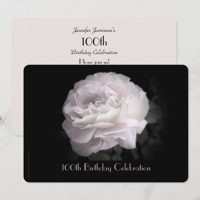 100e anniversaire Invitation Pale Rose (Devant / Derrière)