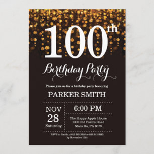 100e anniversaire Invitation Parties scintillant d