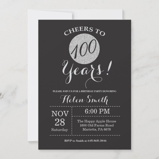 100e anniversaire Invitation Parties scintillant n (Devant)