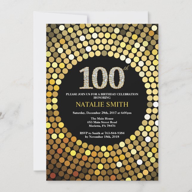 100e anniversaire Invitation Parties scintillant n (Devant)