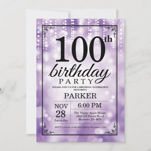 100e anniversaire Invitation Parties scintillant v (Devant)