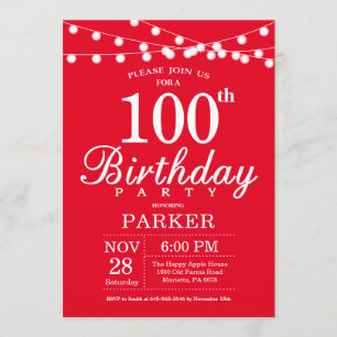 100e anniversaire Invitation Rouge