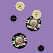 100e fête d'anniversaire confetti avec photo en no