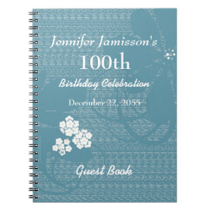 100e fête d'anniversaire Livre d'invité Bleu, Flor