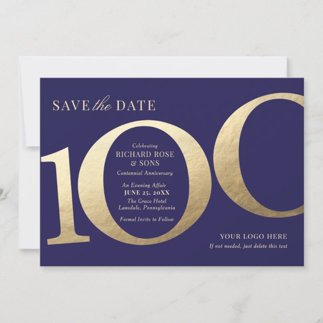 100e Invitation à sauver la date d'affaires (Devant)