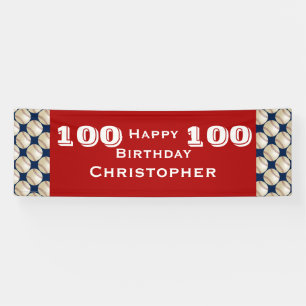 100th - 105th Birthday Party Baseball Banner