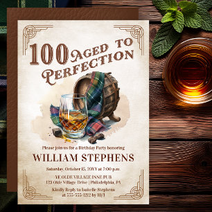100th Aged to Perfection Scotch Birthday Party  Invitation