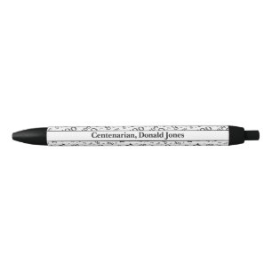 100th Birthday Age Number Pattern Black/Whlte Black Ink Pen