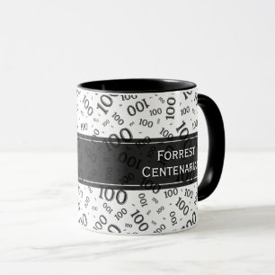 100th Birthday Black and White Number 100 Pattern Mug