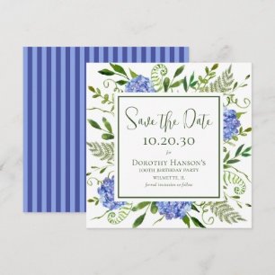 100th Birthday Blue Hydrangeas Save The Date