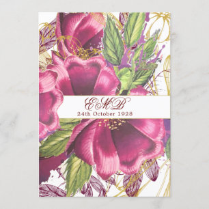 100th Birthday Burgundy Gold Floral Elegant Chic Invitation