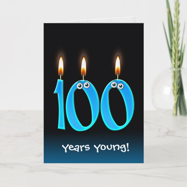 100th Birthday Candles with Eyeballs Card (Front)