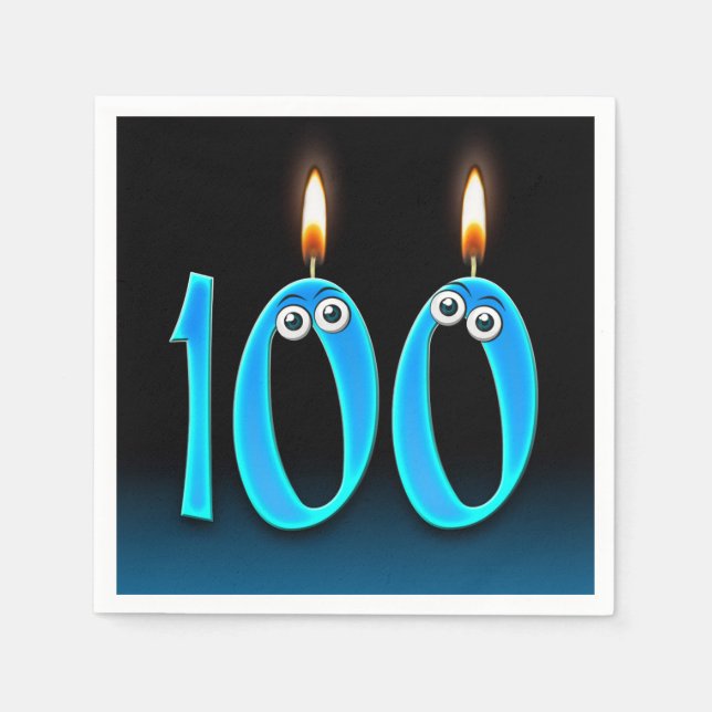 100th Birthday Candles With Eyeballs Napkin (Front)
