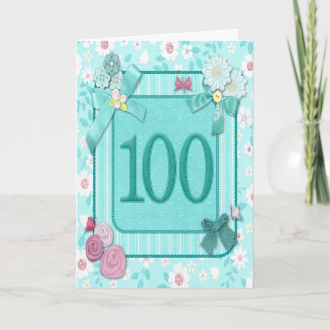 100th birthday card with flowers (Front)