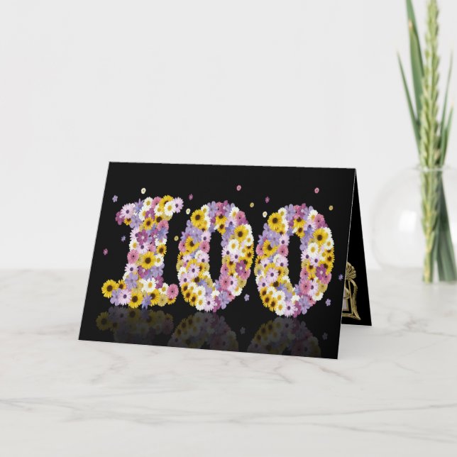 100th birthday card with flowery letters (Front)