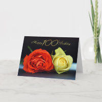 100th Birthday Card With Orange And Cream Roses