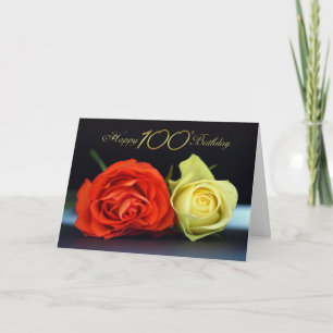 100th Birthday Card With Orange And Cream Roses