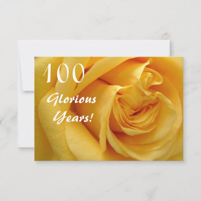 100th Birthday Celebration/DeepYellow Rose Invitation (Front)