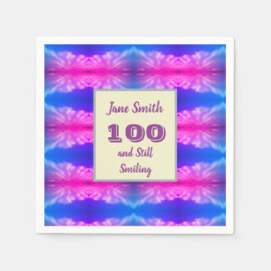 100th Birthday Celebration Neon Milestone Party Napkin