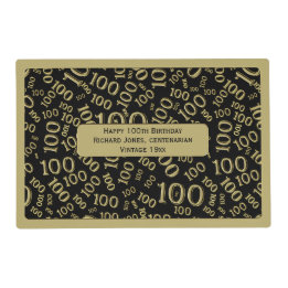 100th Birthday Centenarian Gold/Black Pattern Laminated Place Mat