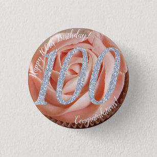 100th Birthday Cupcake 3 Cm Round Badge 1 Inch Round Button