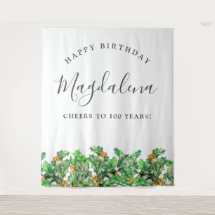 100th Birthday December Birth Flower Backdrop Tapestry