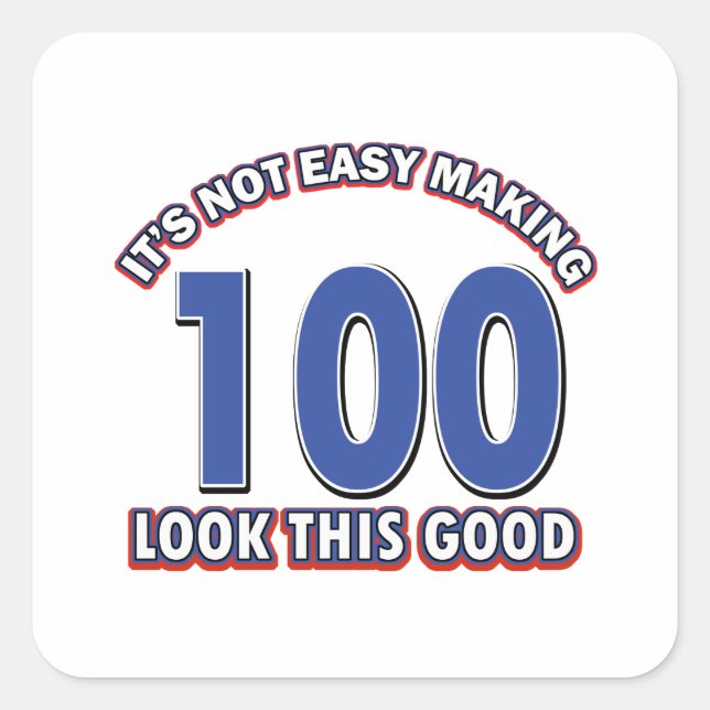 100th birthday designs square sticker (Front)
