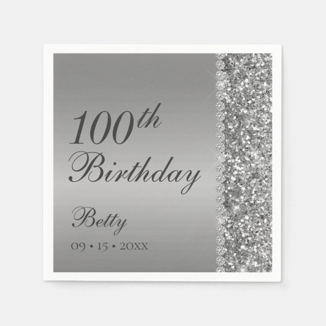 100th Birthday Elegant Napkin (Front)