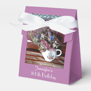 100th Birthday Favour Box, Vintage Teapot Favor Box