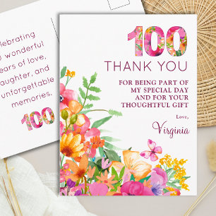 100th Birthday Floral 100 Butterfly Appreciation Postcard