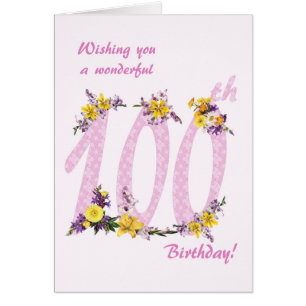 100th Birthday Flower Decorated Numbers