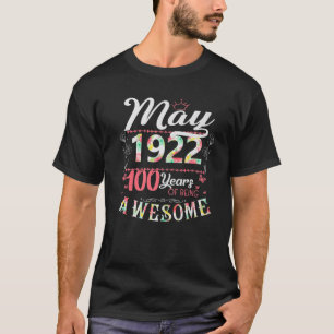 100Th Birthday Flower Gift For Womens Born In May T-Shirt