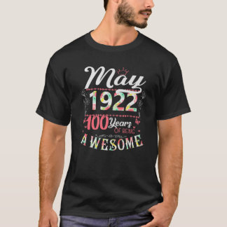100Th Birthday Flower Gift For Womens Born In May T-Shirt