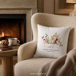 100th Birthday Gift White Pumpkin Fall Custom Throw Pillow