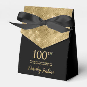 100th Birthday Gold Thank You Favour Box
