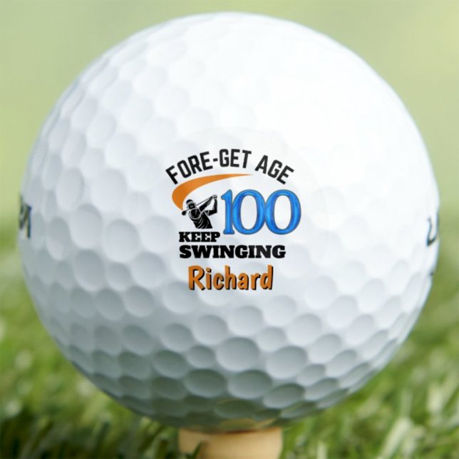 100th Birthday Golf Ball 100 Years Funny Gift Blue (Creator Uploaded)