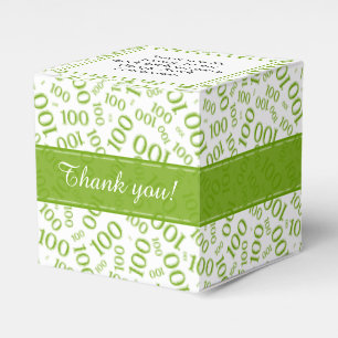 100th Birthday Green/White Random Number Pattern Favor Box