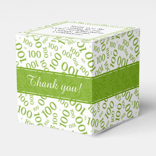 100th Birthday Green/White Random Number Pattern Favor Box (Front Side)