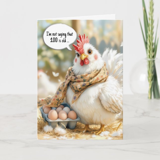 100th Birthday Hen With Eggs in Carton Card (Front)