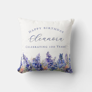 100th Birthday July Birth Flower Gift Custom Throw Pillow