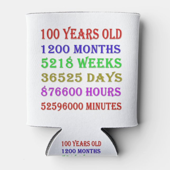 100th  Birthday Milestones Can Cooler (Front)