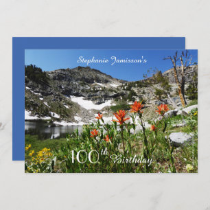 100th Birthday, Name, Mountains, Wildflowers Invitation