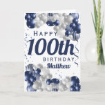100th Birthday Navy Balloons Card<br><div class="desc">A gorgeous navy and silver balloon happy 100th (or any age) birthday card. This fabulous design is the perfect way to wish someone a happy hundredth birthday (or change the age!) Personalize with our own custom name and message. Blue coloured typography and gorgeous navy blue and silver balloons.</div>