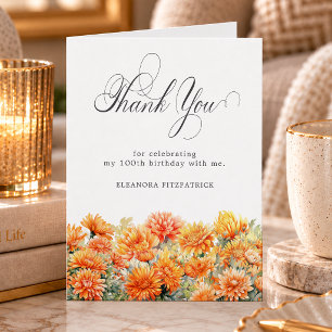 100th Birthday November Birth Month Flower Folded Thank You Card