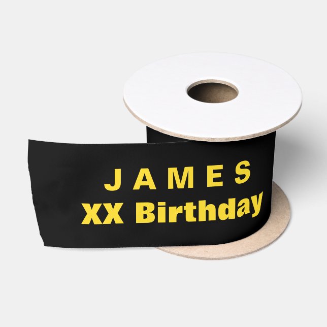 100th Birthday or ANY YEAR Custom Colour A11 BLACK Satin Ribbon (Spool)